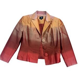 Jodi Vintage Silk Blend Ombre Suit Jacket and Skirt Set, Size 6
